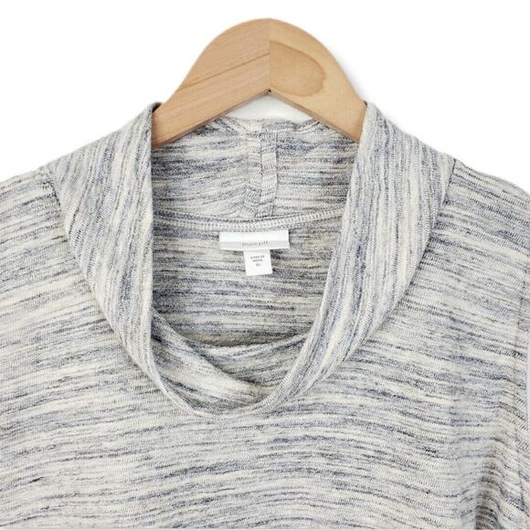 PURE J Jill Knit Top XL Blue Ivory Sleeveless Textured Cowl Neck Lagenlook Beach - Picture 2 of 8